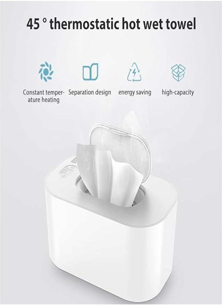 Portable Baby Wipes Warmer with Thermostat, Adjustable Temperature Digital Display Wet Wipes Warmer Box (White)