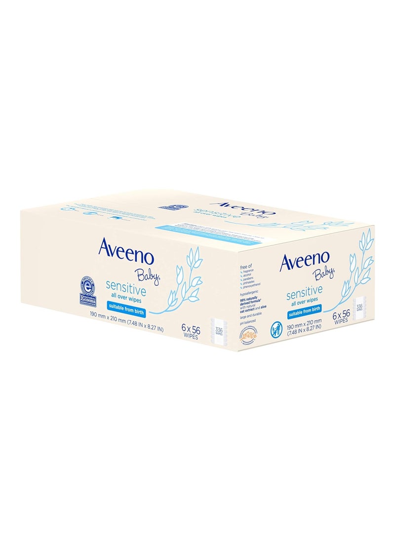 Sensitive All Over Wipes, Pack Of 6 X 56 , 336 Count