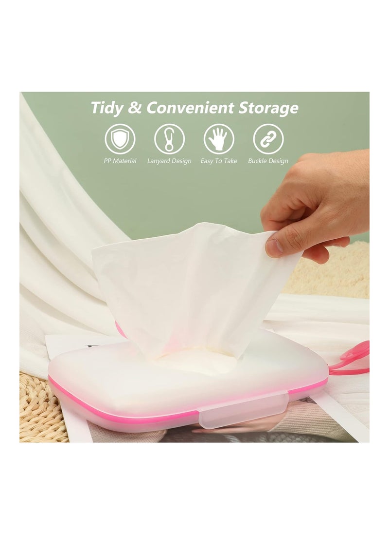 Baby Wipes Dispenser Refillable Container For Car Bathroom Living Room Pink
