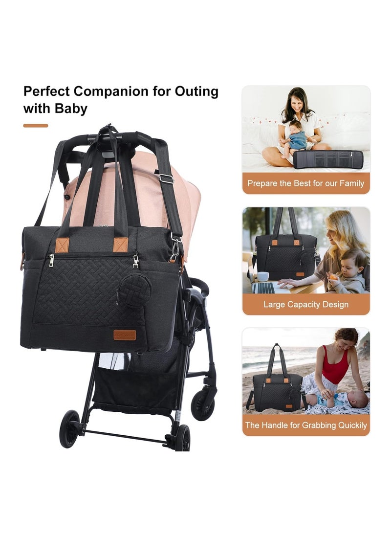 Diaper Bag Tote, Large Baby Diaper Bag Waterproof Travel Diaper Tote With Changing Pad