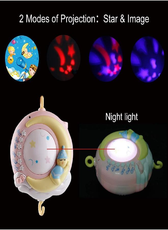 Baby Musical Crib Mobile with Timing Function Projector and Lights,Hanging Rotating Rattles and Remote Control Music Box with 150 Melodies,Toy for Newborn 0-24 Months