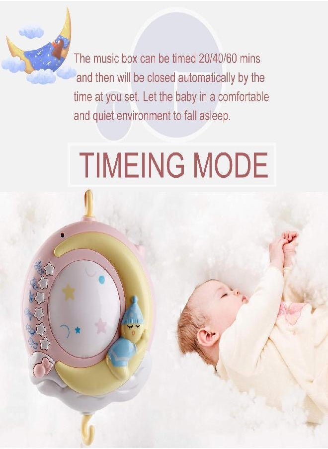 Baby Musical Crib Mobile with Timing Function Projector and Lights,Hanging Rotating Rattles and Remote Control Music Box with 150 Melodies,Toy for Newborn 0-24 Months