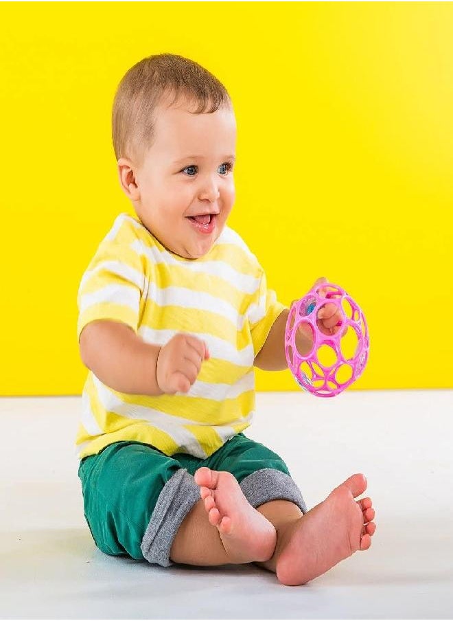 Bright Starts Oball Rattle Easy-Grasp Toy - Pink, Ages Newborn - 1 Count (Pack of 1)