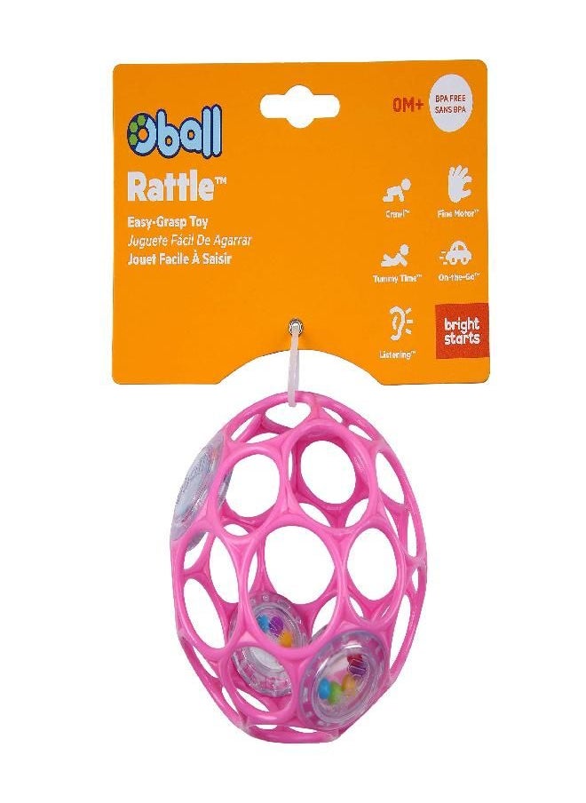 Bright Starts Oball Rattle Easy-Grasp Toy - Pink, Ages Newborn - 1 Count (Pack of 1)