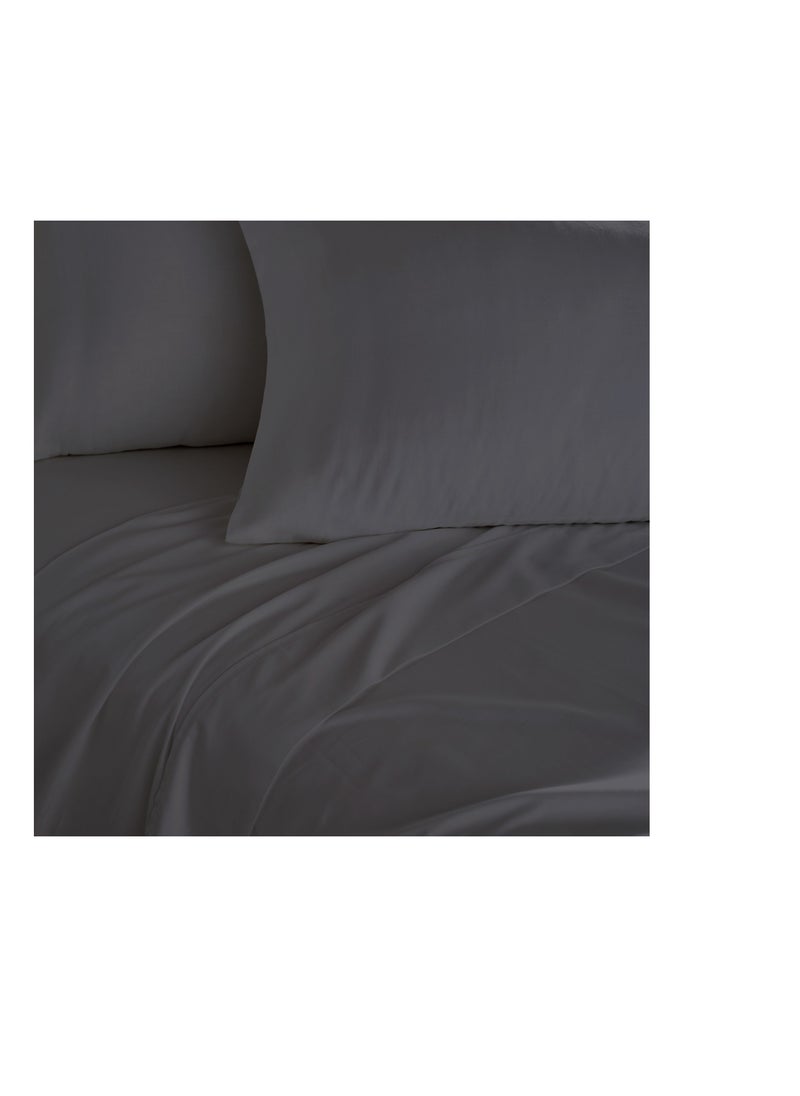 Context King Size Dark Gray Soft Wrinkle Free Microfiber Bed Sheet Set with Pillow Covers 1 Flat Sheet 260X267cm 1 Fitted Sheet 200X203cm 2 Pillowcases 50X101cm