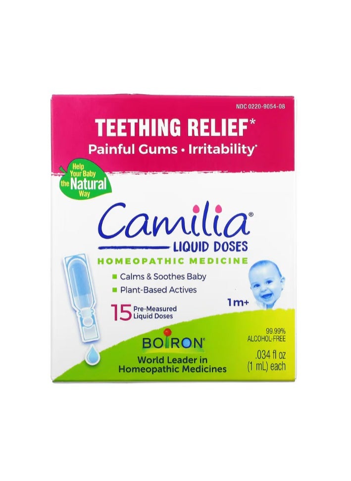 Boiron Teething Relief 1 Months & Up 15 Pre-Measured Liquid Doses 034 fl oz (1 ml) Each