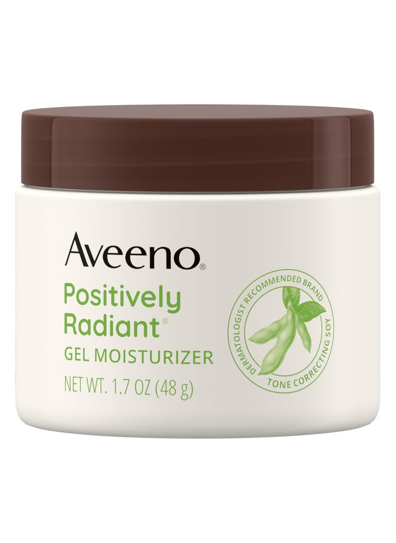 Aveeno Positively Radiant Daily Facial Moisturizer with Soy Tone Correcting Gel Cream Hydrating and Brightening Facial Gel Cream Evens Skin Tone and Texture Hypoallergenic 1.7 oz