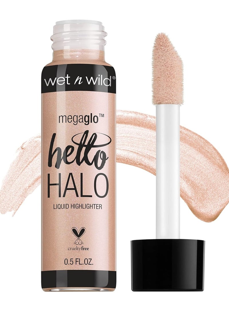 MegaGlo Hello Halo Liquid Highlighter Makeup, Shimmer, Rose Gold Halo, Goodbye