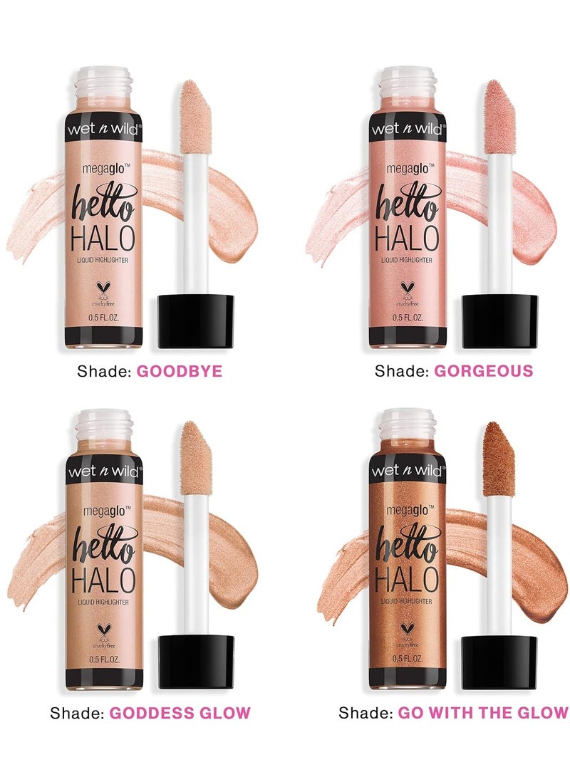 MegaGlo Hello Halo Liquid Highlighter Makeup, Shimmer, Rose Gold Halo, Goodbye