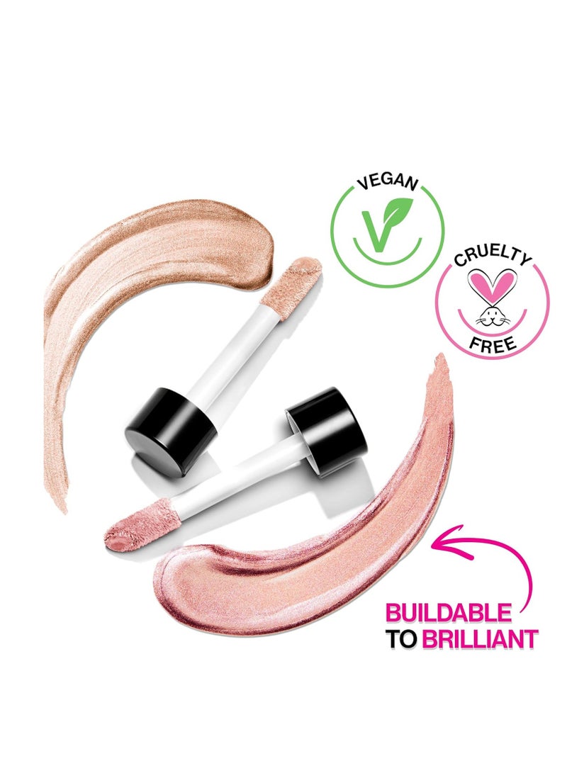 MegaGlo Hello Halo Liquid Highlighter Makeup, Shimmer, Rose Gold Halo, Goodbye
