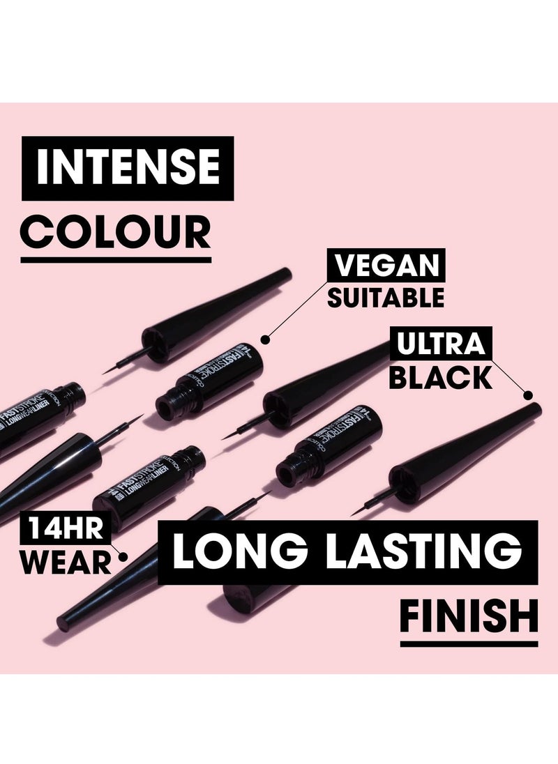 Cosmetics Fast Stroke Long Wear Liner 14 Hour Wear Intense Colour 4ml Black