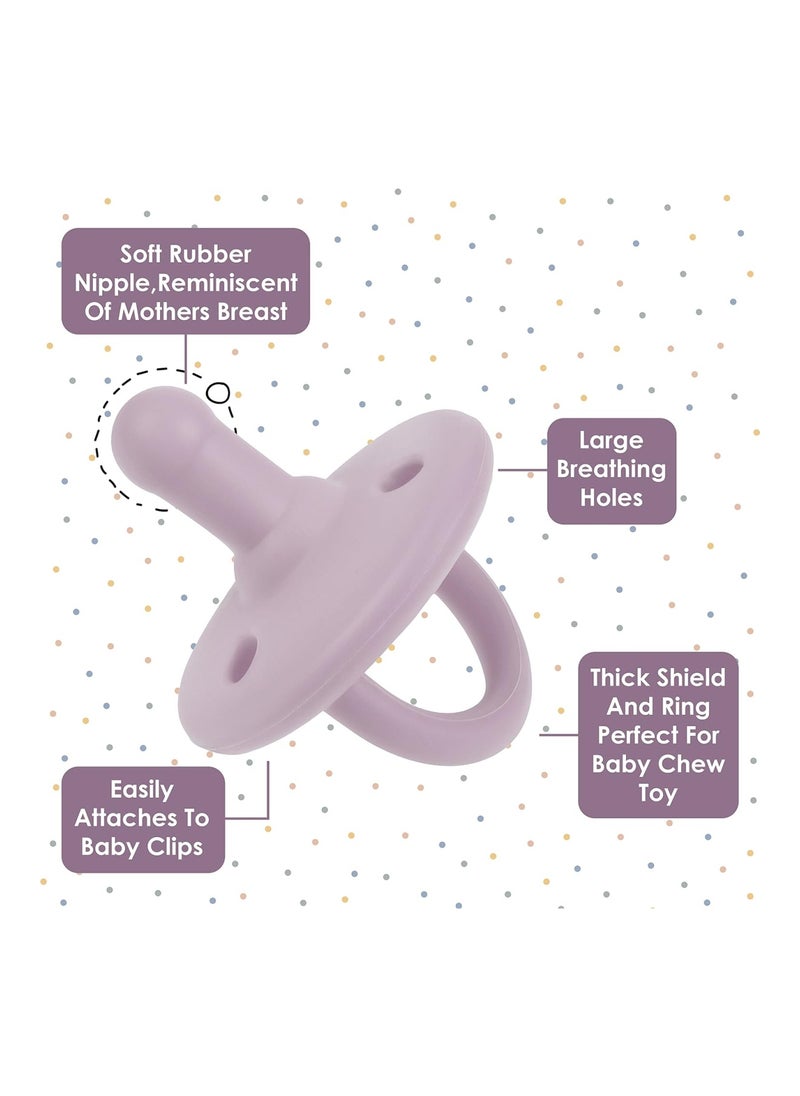 Soothie Pacifiers 0-6 Months, Set Of 6 Ultra-Light Silicone Binkies With Collapsible Handle & 3 Air Holes