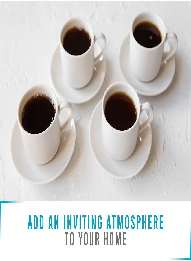 4oz. Espresso Cups Set of 4 With Matching Saucers - Premium White Porcelain, 8 Piece Gift Box Demitasse Set - Italian Caffè Mugs, Turkish Coffee Cup - Lungo Shots, Dopio Double Shot | White Set