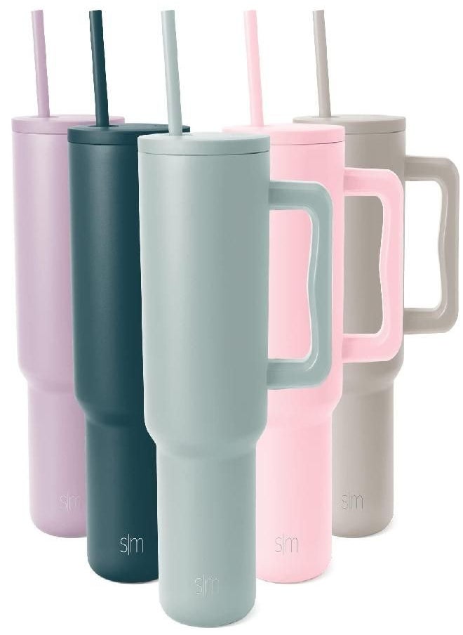 Simple Modern 40 oz Tumbler with Handle and Straw Lid | Insulated Cup Reusable Stainless Steel Water Bottle Travel Mug Cupholder Friendly | Gifts for Women Him Her | Trek Collection | Sea Glass Sage