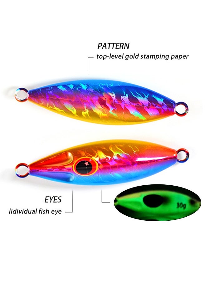 1 PC Slow Fall Pitch Fishing Lures Sinking Lead Metal Flat Jigs Jigging Baits for Saltwater Fishing (100g)