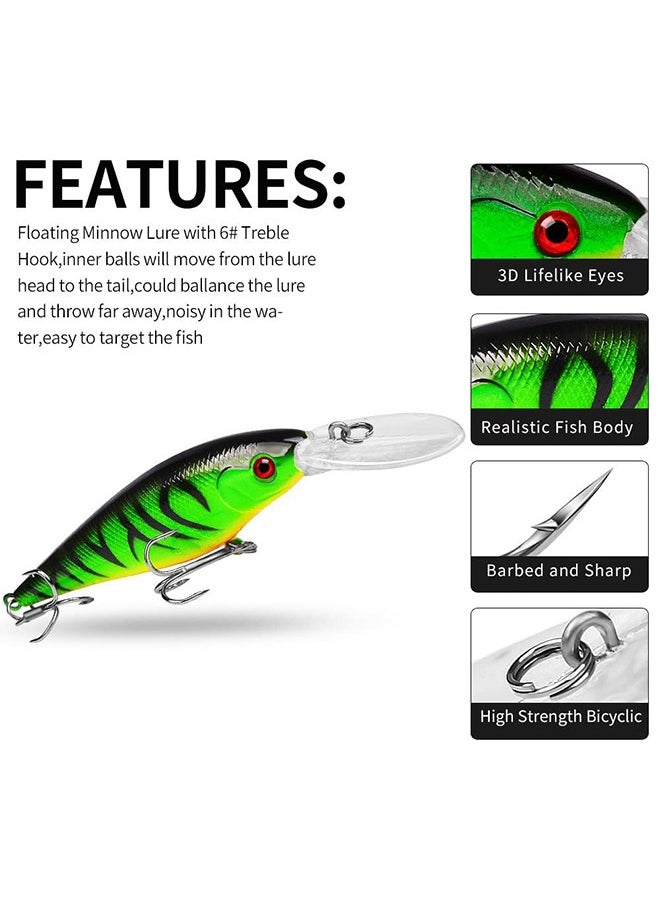 10 Pack Fishing Lures Hard Baits, 3D Eyes Minnow Fishing Lures Crankbait, Swimbait Fishing Tackle Lure Kit for Freshwater/Saltwater/Topwater, Bass, Trout, Walleye, Redfish