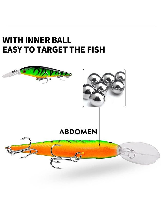 10 Pack Fishing Lures Hard Baits, 3D Eyes Minnow Fishing Lures Crankbait, Swimbait Fishing Tackle Lure Kit for Freshwater/Saltwater/Topwater, Bass, Trout, Walleye, Redfish