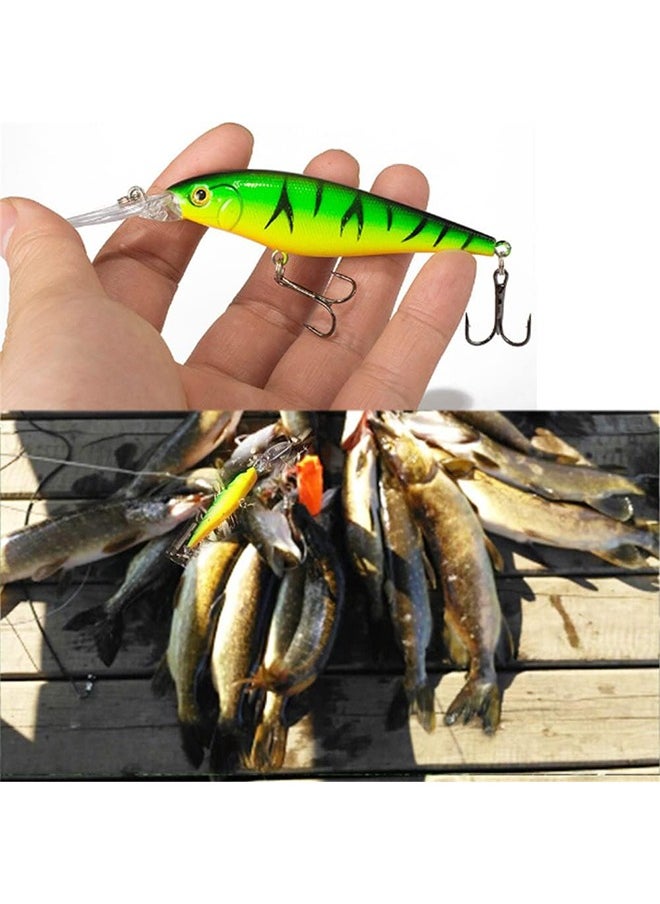 10Pcs Fishing Lures - Crank Bait Set, Deep Diving Wobblers Artificial Baits with 3D Eyes, Bass Lures for Freshwater and Saltwater Fishing