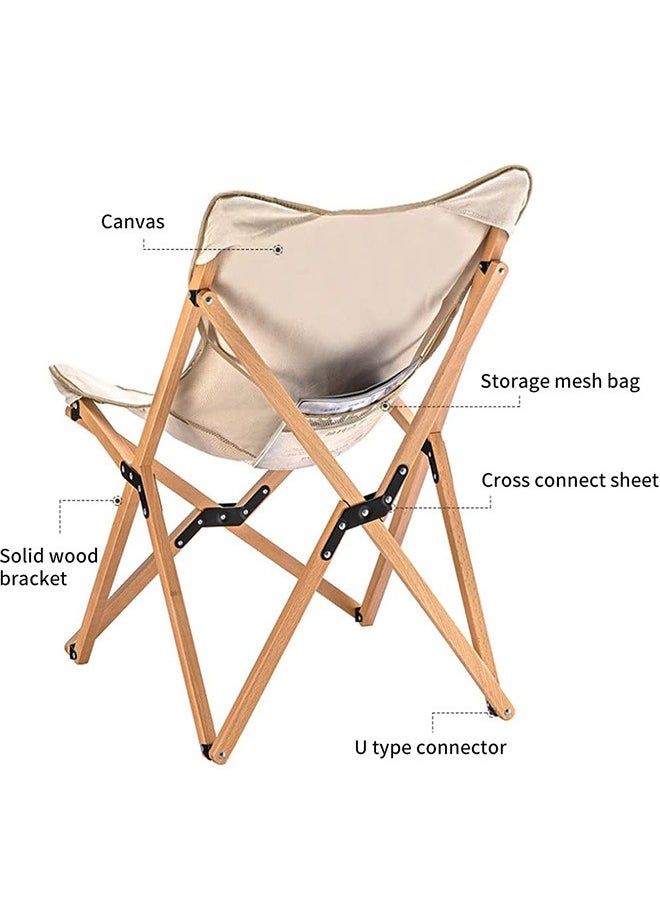 Q-9E Outdoor Wooden Folding Chair | Large Camping Chair | Durable Steel Frame, Portable Design, Oxford 600D Fabric | Burlywood