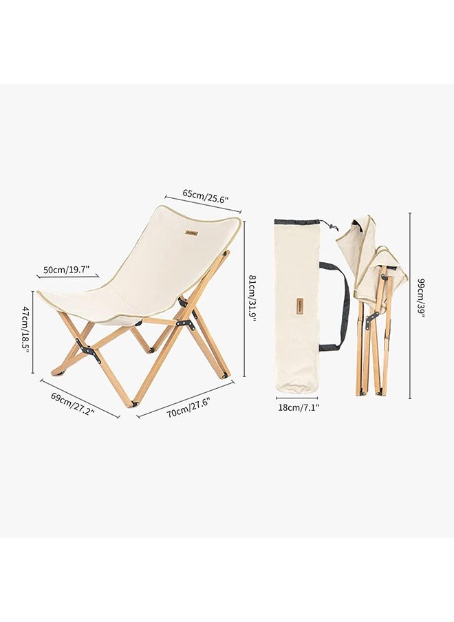 Q-9E Outdoor Wooden Folding Chair | Extra-Large Camping Chair | Durable Steel Frame, Oxford 600D Fabric, Portable With Side Pockets | Wooden