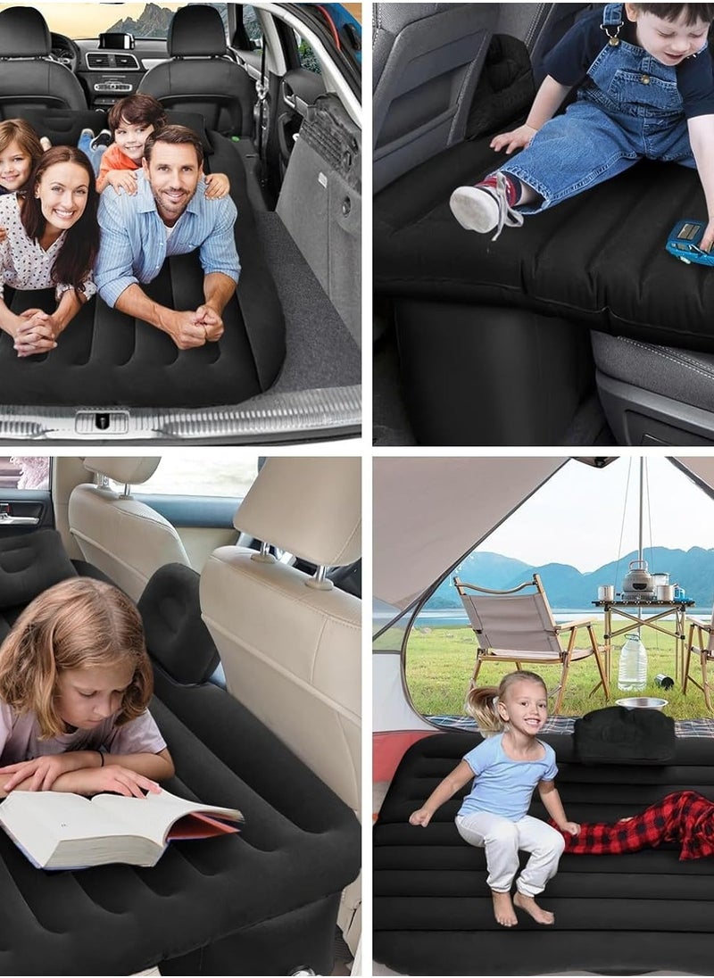 Huake Car Inflatable Mattress, Folding Car Bed, Travel Inflatable Back Seat Air Bed Cushion, Portable Camping Universal Suv Extended Air Sleeping Couch With Air Pillows