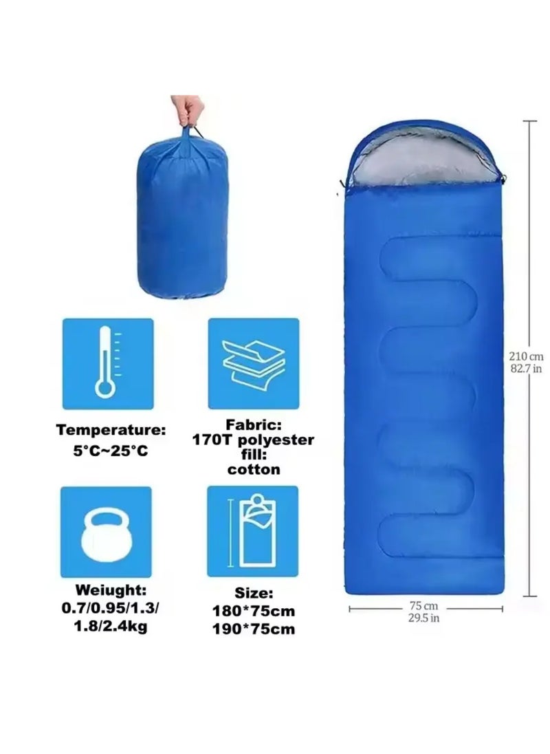 Adult Kids Camping Sleeping Bag, Lightweight Portable Sleeping Bags Backpacking Indoor and Outdoor for Hiking Traveling with Storage Bag 10-25℃ Blue Color