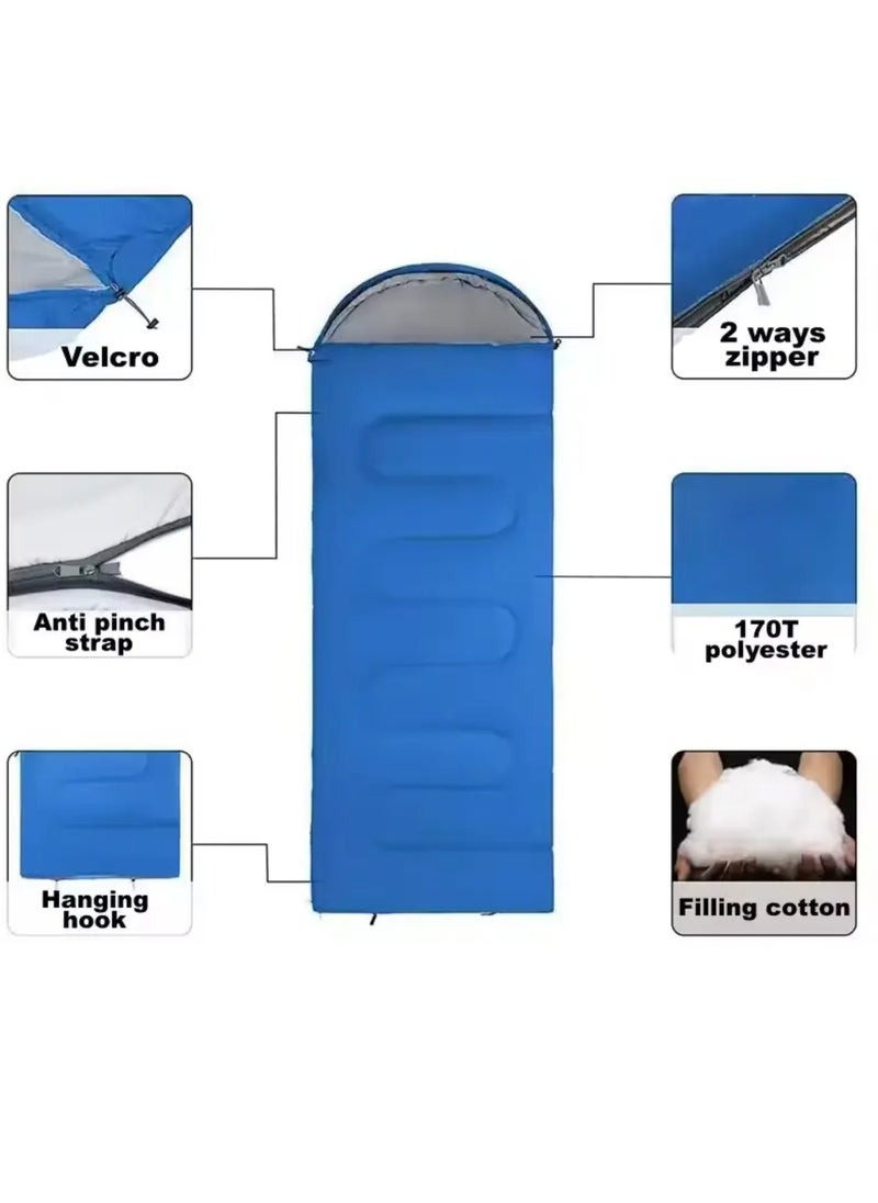 Adult Kids Camping Sleeping Bag, Lightweight Portable Sleeping Bags Backpacking Indoor and Outdoor for Hiking Traveling with Storage Bag 10-25℃ Blue Color