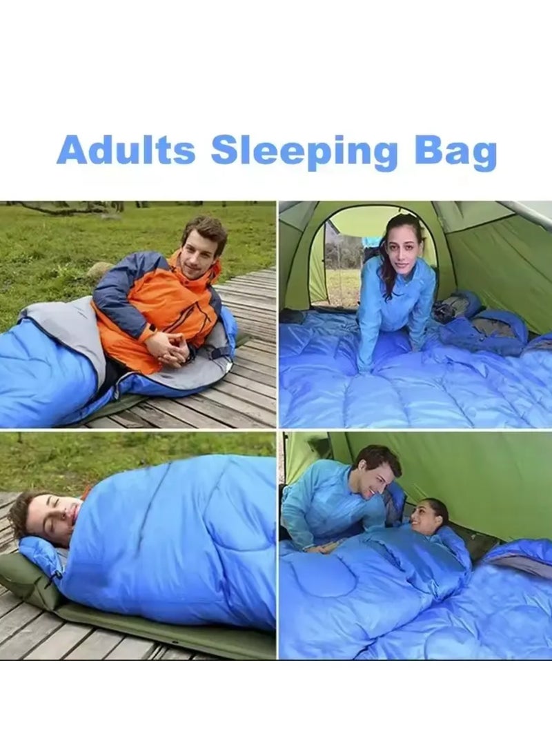 Adult Kids Camping Sleeping Bag, Lightweight Portable Sleeping Bags Backpacking Indoor and Outdoor for Hiking Traveling with Storage Bag 10-25℃ Blue Color