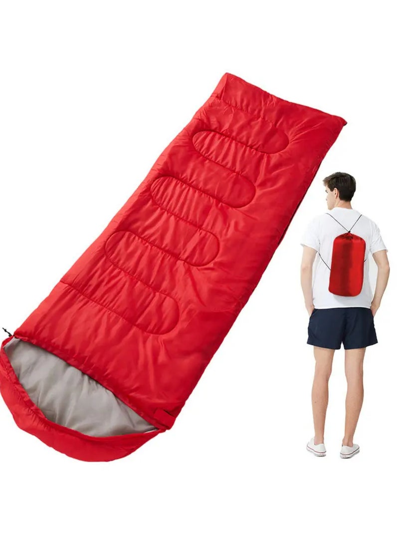 Adult Kids Camping Sleeping Bag, Lightweight Portable Sleeping Bags Backpacking Indoor and Outdoor for Hiking Traveling with Storage Bag 10-25℃ Red Color