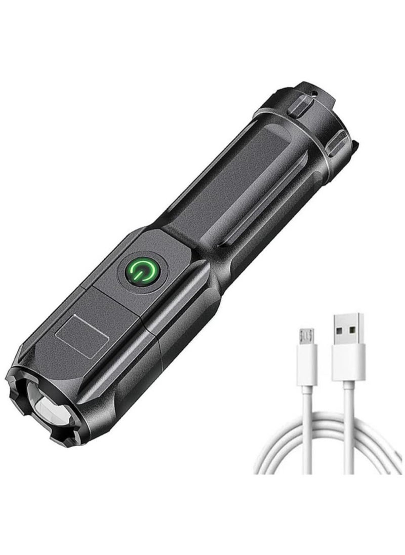 LED Rechargeable Mini Zoomable Flashlight with High Lumen Brightness and 3 Modes for Camping Emergency and Outdoor Use