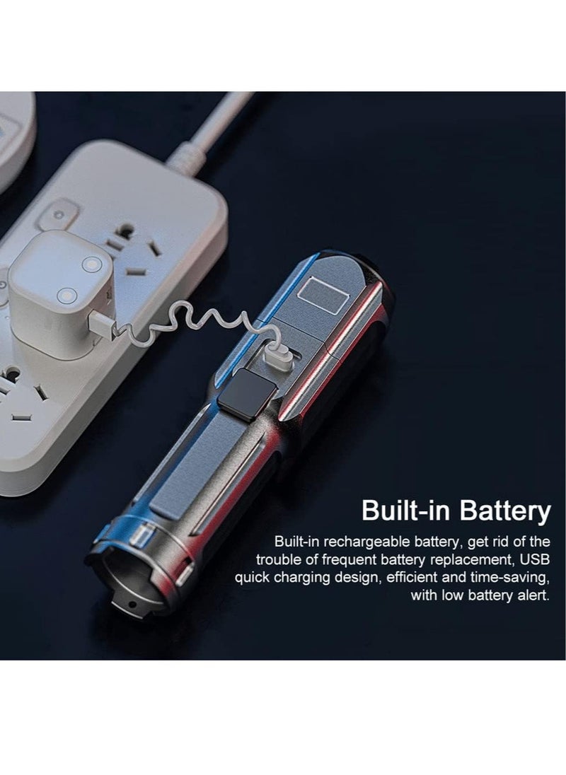 LED Rechargeable Mini Zoomable Flashlight with High Lumen Brightness and 3 Modes for Camping Emergency and Outdoor Use