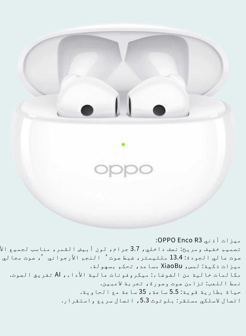 Enco R3 True Wireless Earbuds - Semi-In-Ear Design, AI Noise Cancellation, 35-Hour Battery Life, Bluetooth 5.3 White