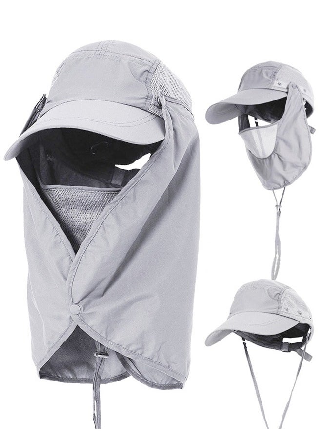 Foldable Sun Cap, Fishing Hats, UPF 50+ Protection Caps with Face Mask Neck Flap