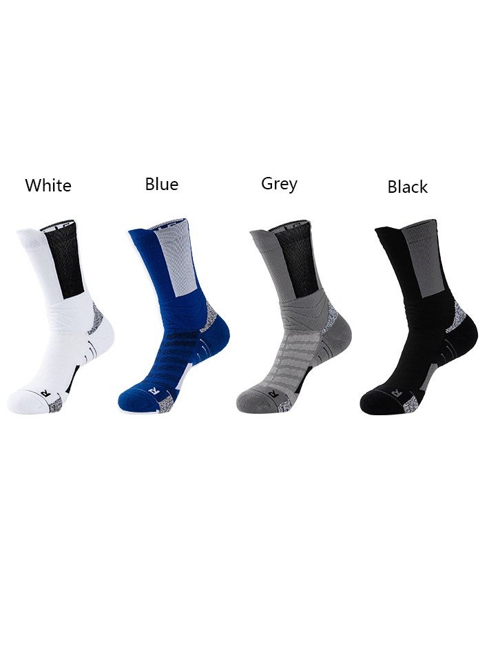 4 pairs of sports soccer mid-length high top towel bottom outdoor running socks Sports basketball socks