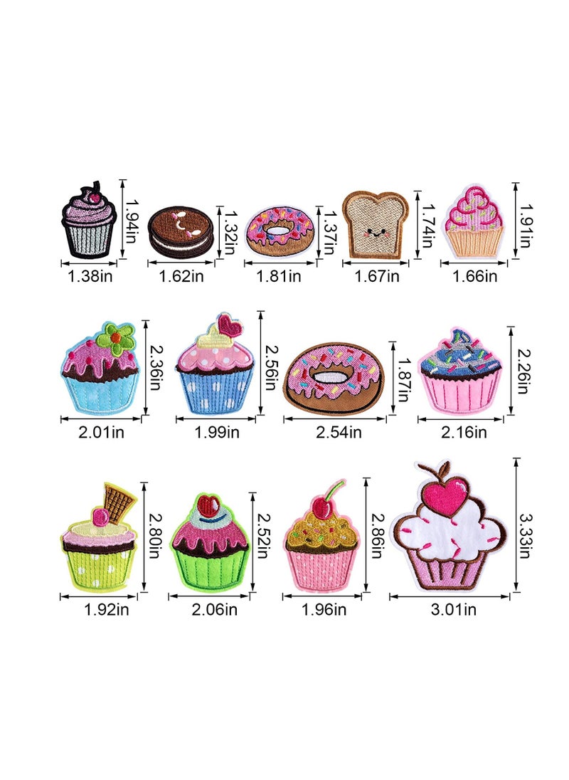 Colorful Cupcake Shape Embroidered Patches, 13 Pcs Iron-On Patches for Clothing, Jackets, Bags, DIY Craft Decoration for Hats, Backpacks, and Jeans