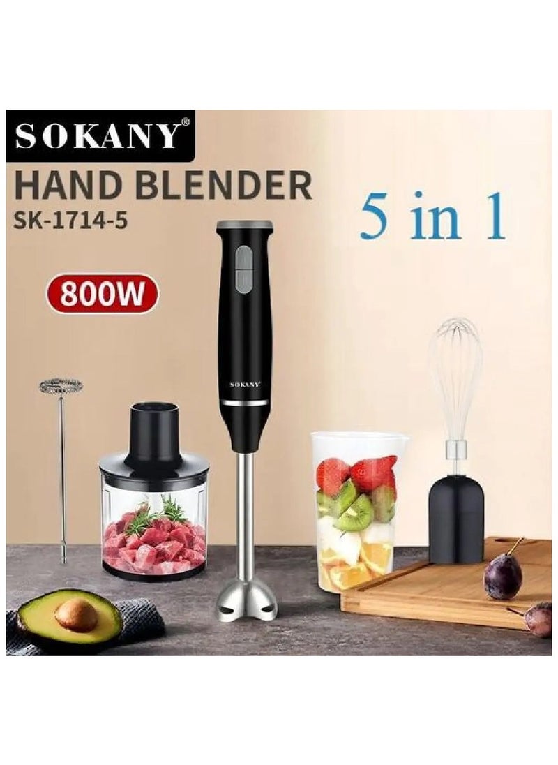 Sokany 5 In 1 Hand Blender & Food Mixer - 800 Watt SK-1714-5