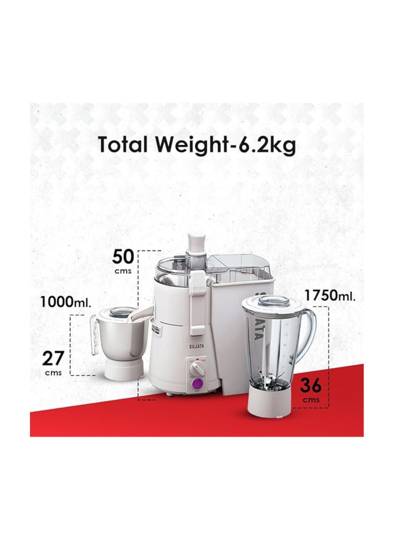 Sujata Powermatic Plus 900 Watts Juicer Mixer Grinder | 22000 Rotations Per Min | 90 Minutes Continuous Running | 2 Versatile Jars 1750 ml and 1000 ml