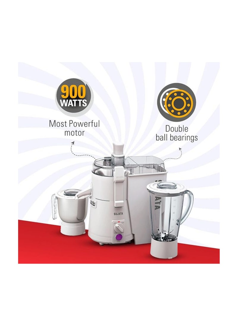 Sujata Powermatic Plus 900 Watts Juicer Mixer Grinder | 22000 Rotations Per Min | 90 Minutes Continuous Running | 2 Versatile Jars 1750 ml and 1000 ml