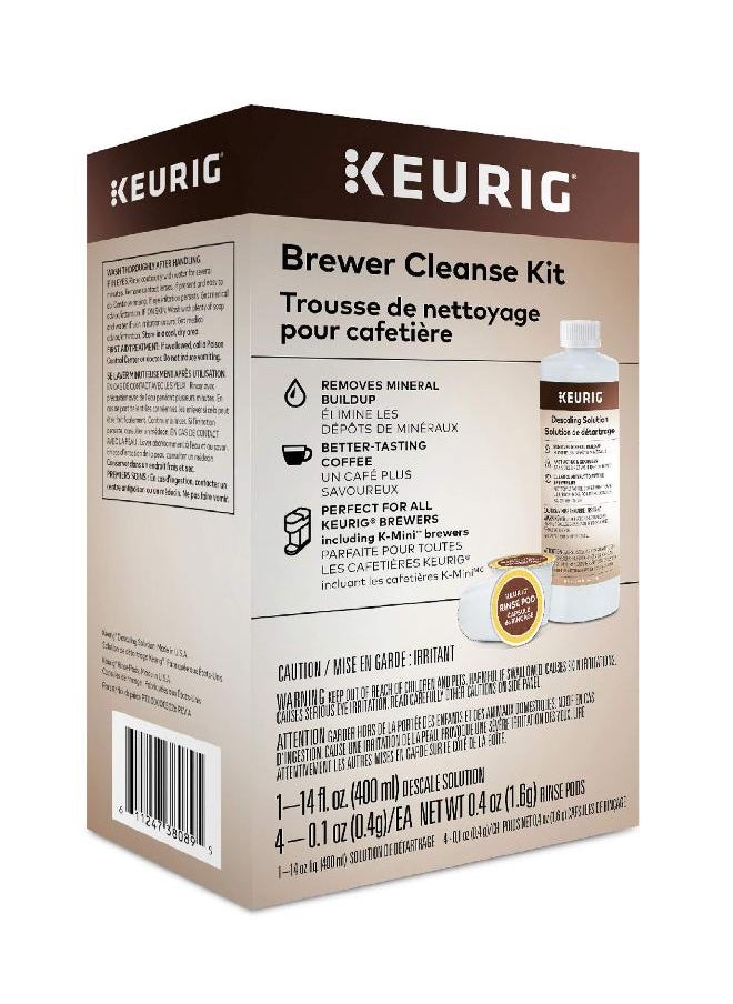 Keurig Brewer Cleanse Kit For Maintenance Includes Descaling Solution & Rinse Pods, Compatible with Keurig Classic/1.0 & 2.0 K-Cup Pod Coffee Makers, 5 Count