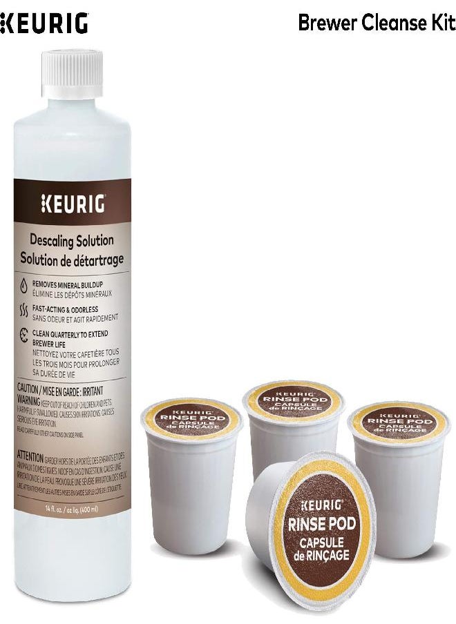 Keurig Brewer Cleanse Kit For Maintenance Includes Descaling Solution & Rinse Pods, Compatible with Keurig Classic/1.0 & 2.0 K-Cup Pod Coffee Makers, 5 Count