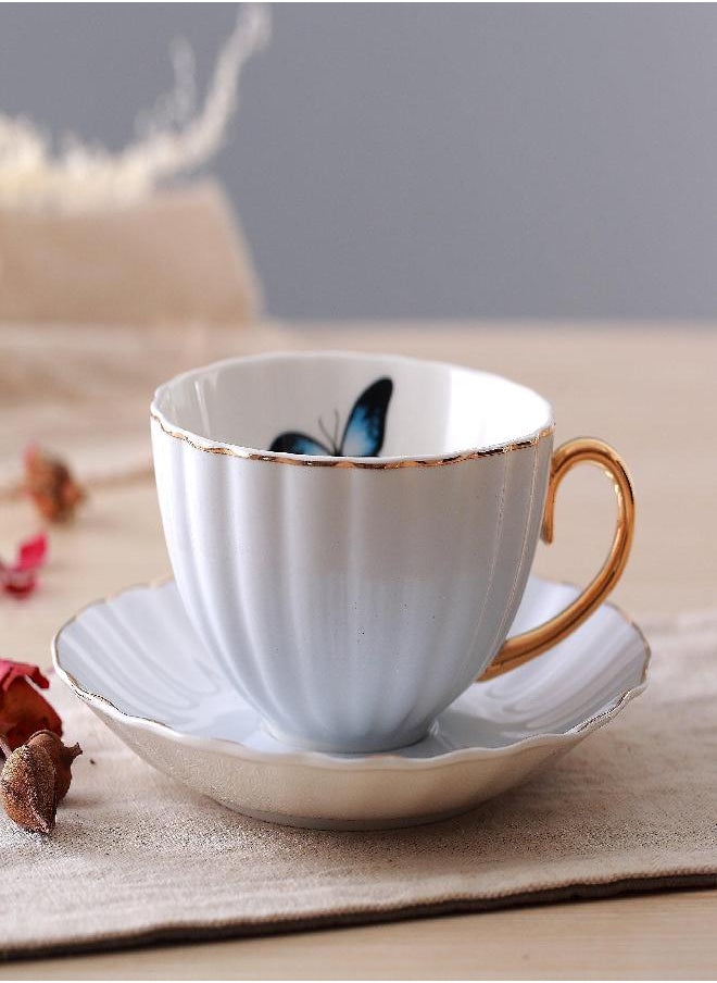 Jusalpha® Elegant Tea Cup and Saucer Set-Coffee Cup Set with Saucer and Spoon FD-TCS03-4COLOR