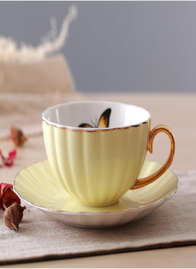 Jusalpha® Elegant Tea Cup and Saucer Set-Coffee Cup Set with Saucer and Spoon FD-TCS03-4COLOR