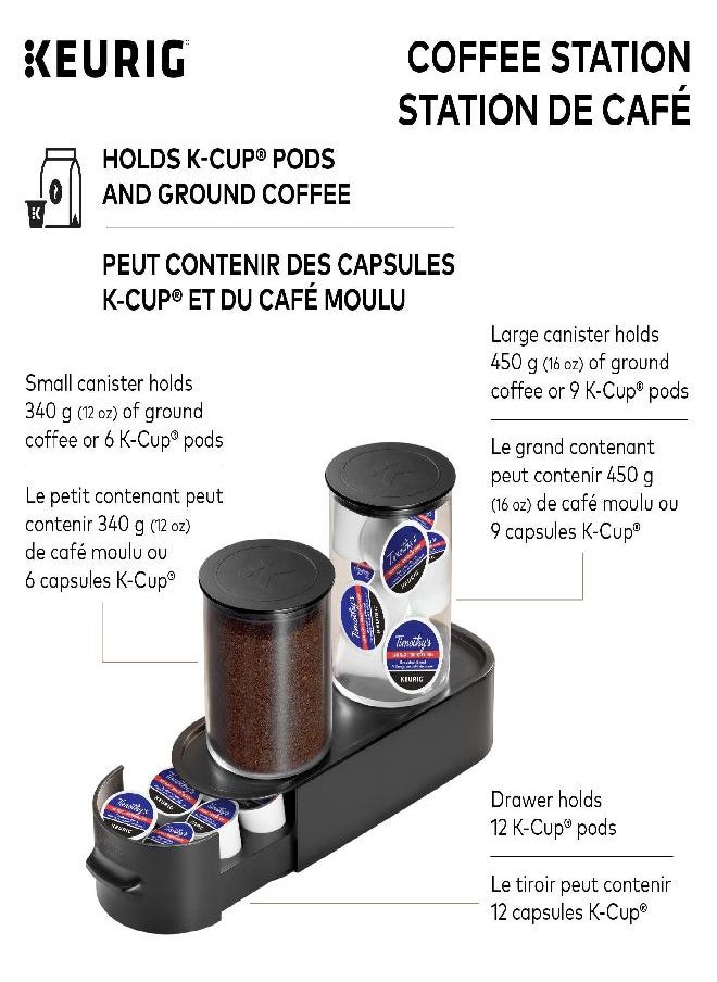 Keurig K-Cup Pod & Ground Coffee Storage Unit, Coffee Storage, Holds up to 12 ounces of Ground Coffee & 12 K-Cup Pods, Black