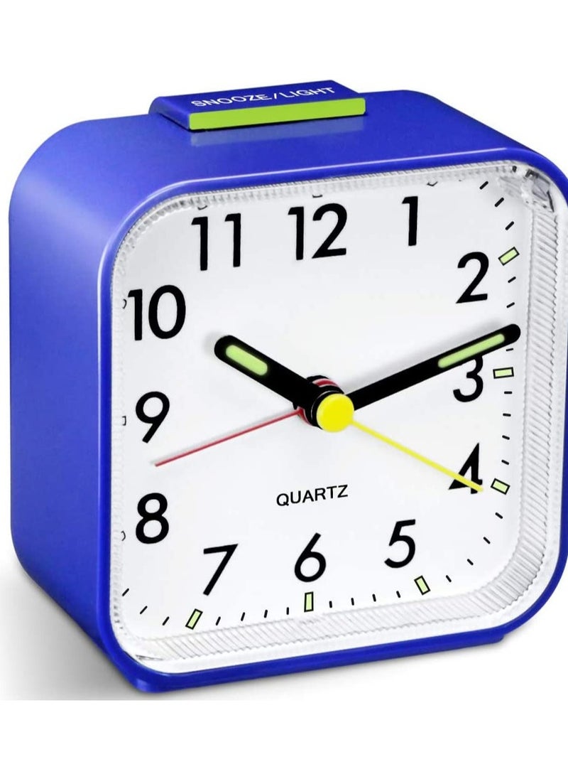 Silent Non-Ticking Alarm Clock with Luminous Display, Battery Powered Travel Clock, Snooze Function, Large Easy-to-Read Design for Home & Office Use