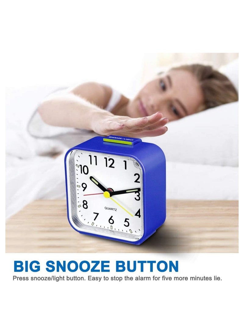 Silent Non-Ticking Alarm Clock with Luminous Display, Battery Powered Travel Clock, Snooze Function, Large Easy-to-Read Design for Home & Office Use