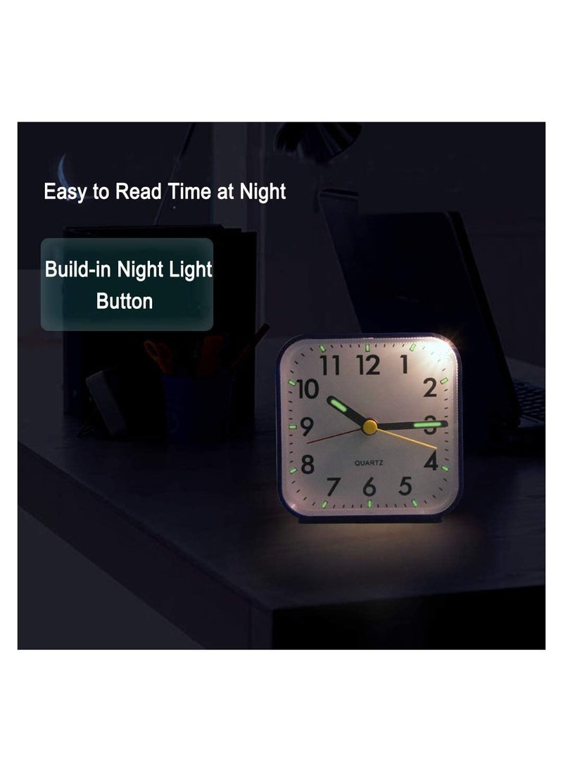 Silent Non-Ticking Alarm Clock with Luminous Display, Battery Powered Travel Clock, Snooze Function, Large Easy-to-Read Design for Home & Office Use