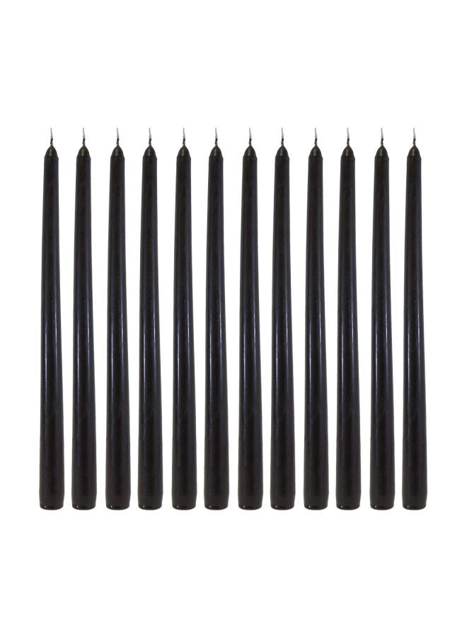 12-Piece Unscented Taper Candles Set Black 12x.875inch