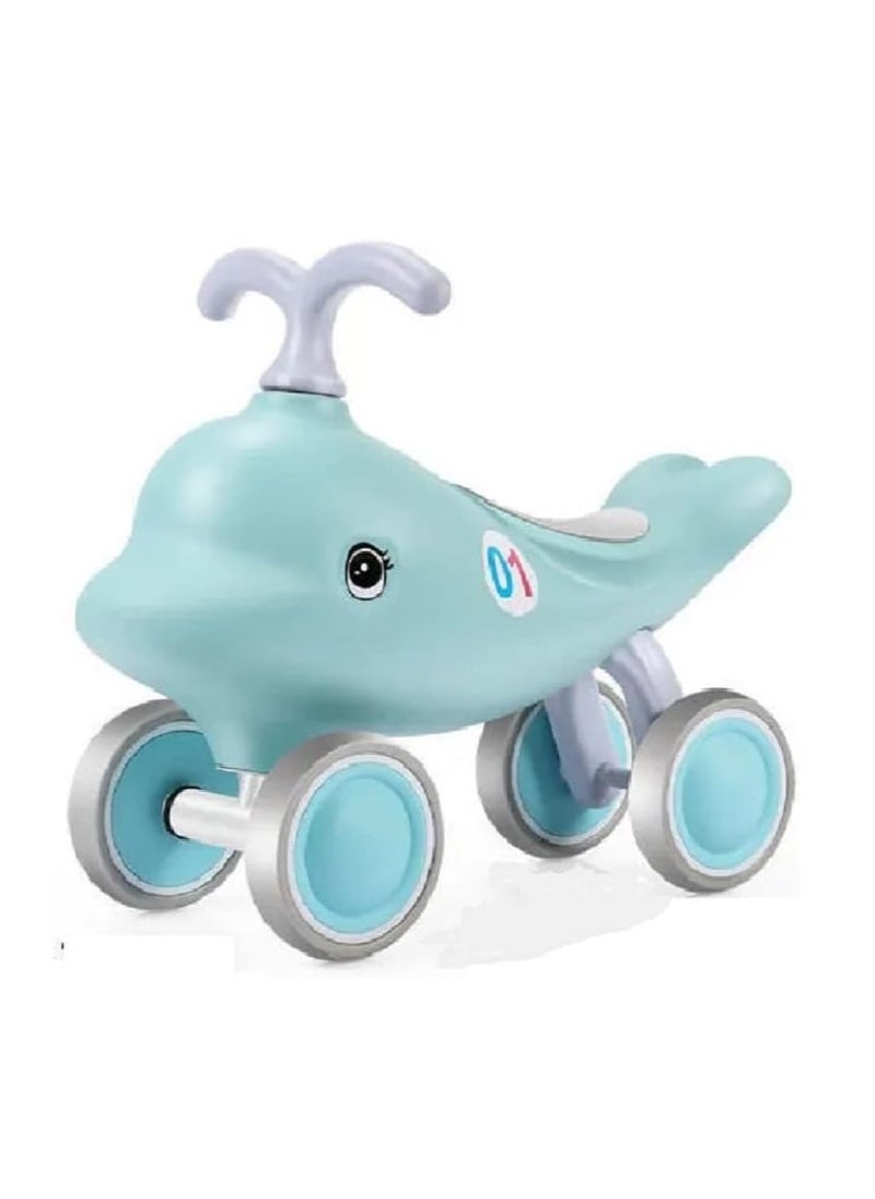 UKR Ride-On Dolphin Toy for Kids – Blue 4-Wheel Balance Ride-On Animal for Toddlers, Fun Push Toy for Active Play