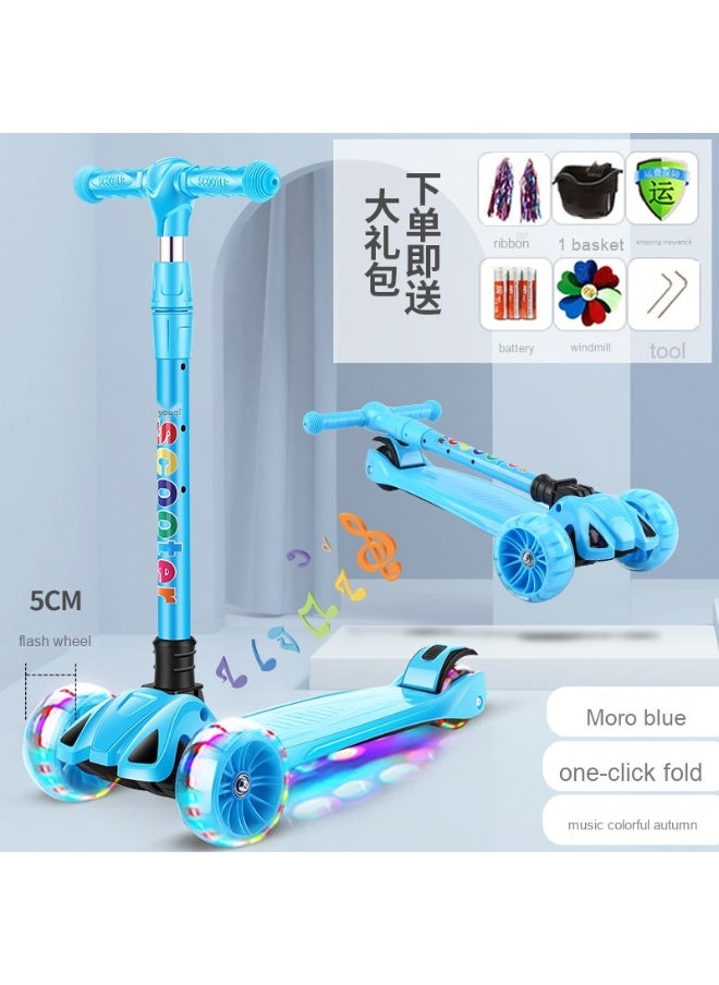 Kids scooter, 3 Wheel Scooter with Flash Wheels and Adjustable Height, Children Kick Scooter for 2-12 Year Kids (Colorful）