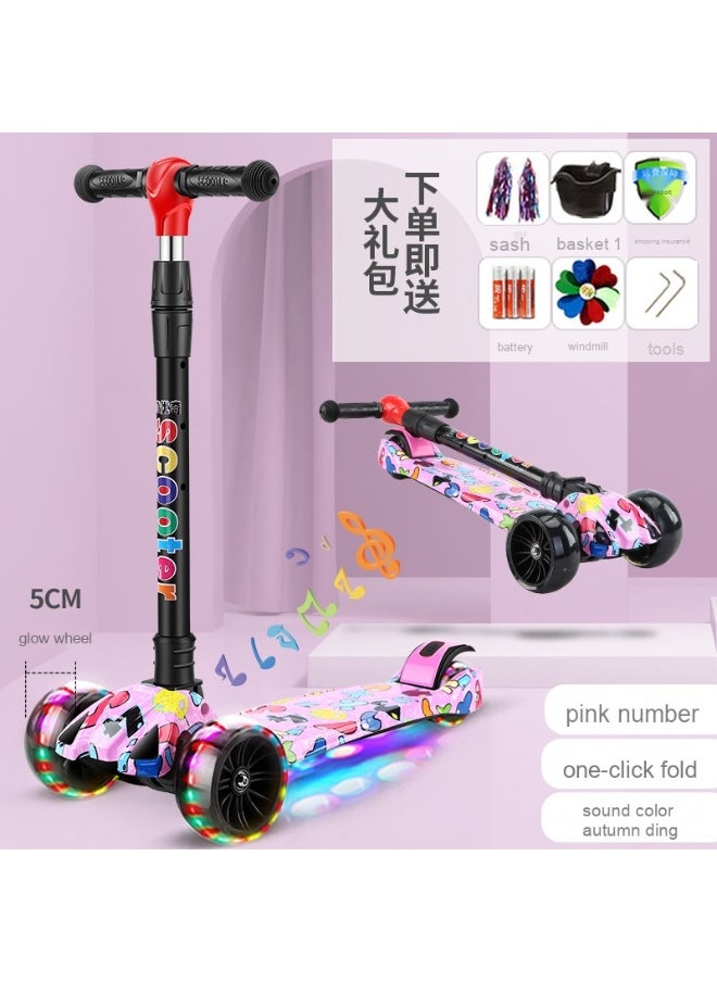 Kids scooter, 3 Wheel Scooter with Flash Wheels and Adjustable Height, Children Kick Scooter for 2-12 Year Kids (Colorful）